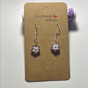 Handmade Purple Flower Earrings